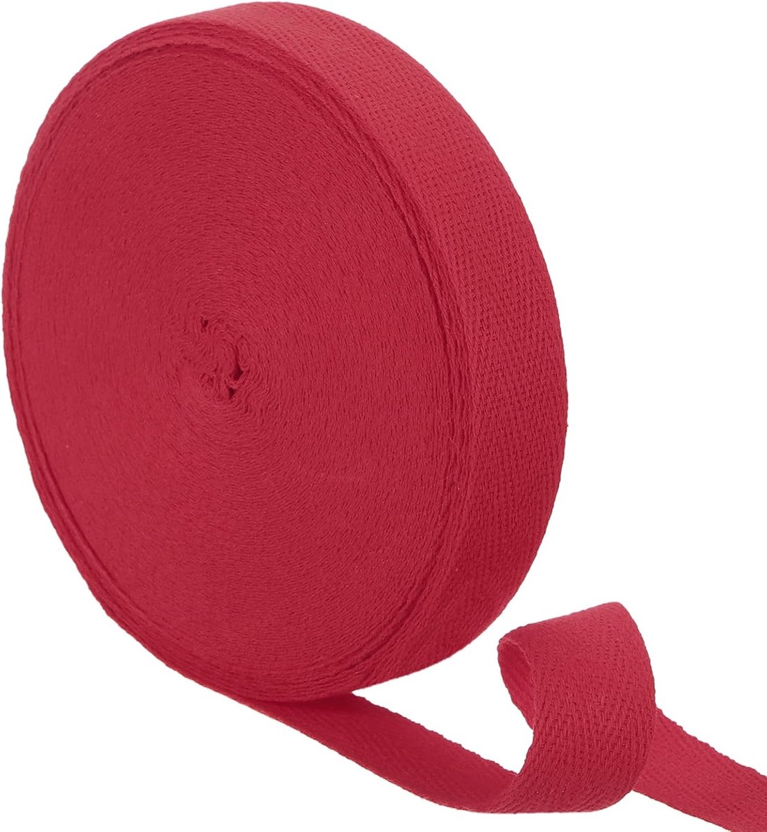 23 Yards katoenen keperbindband, 3/4 inch visgraatlint voor het naaien van kleding, doe-het-zelf handwerk (donkerrood)