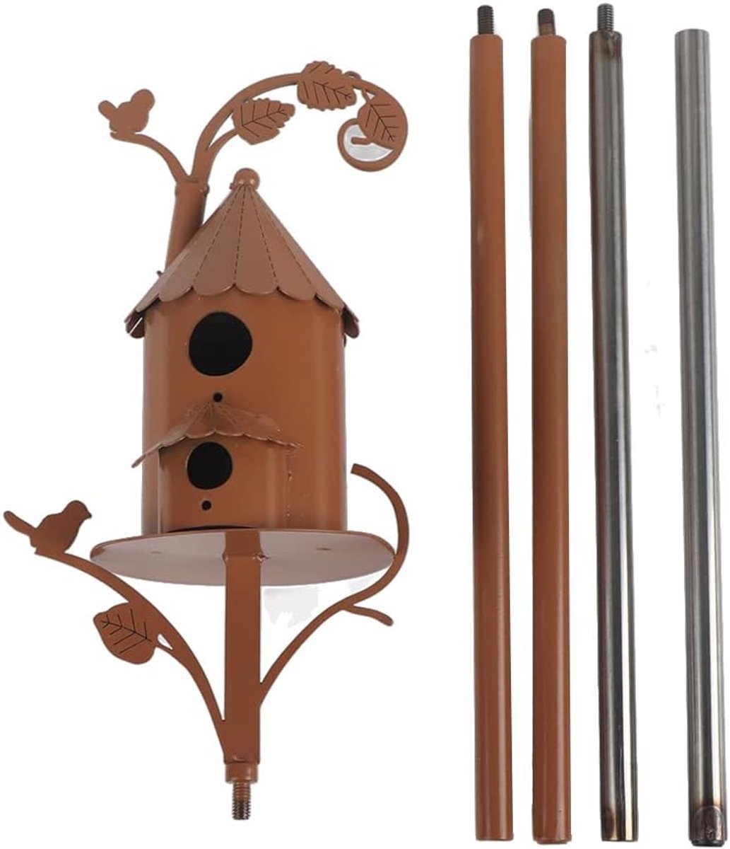vogelhuisje met metalen paal vogelhuis vogelhuis kolibrie vogelhuis vogelhuis van verouderd metaal tuindecoratie (B)