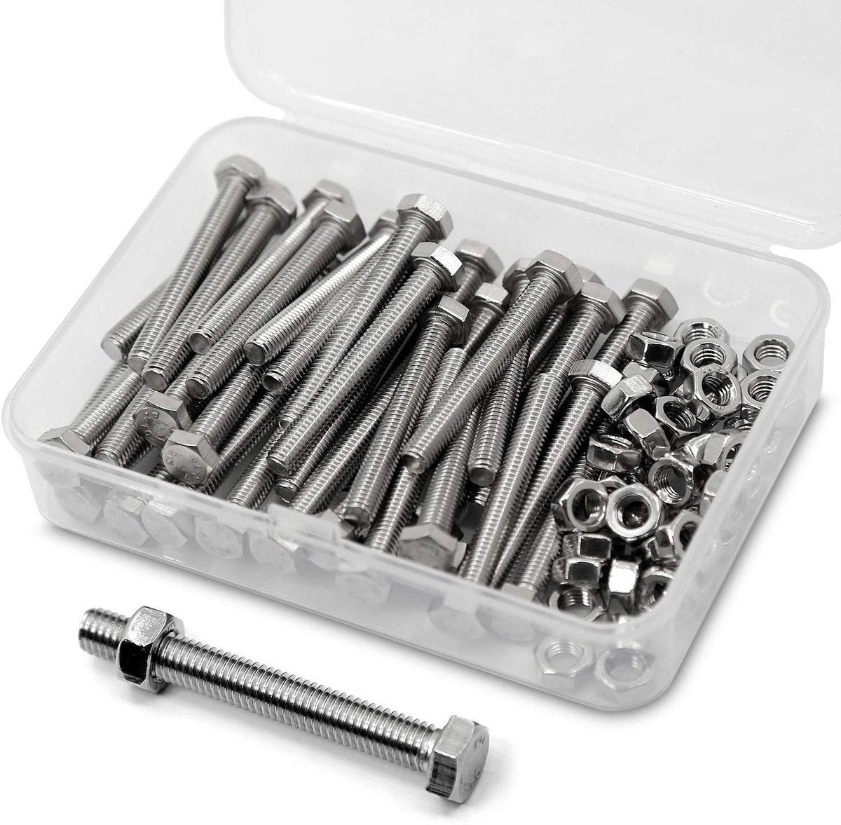 * 30mm 60 Stuks 304 Roestvrijstalen Zeskantbouten Bouten en Moeren Set, Machineschroeven