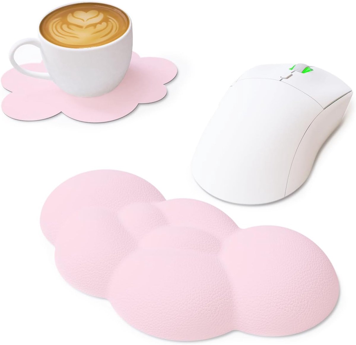 LANG Toetsenbord PolssteunTraagschuimset, muis-polskussen met onderzetter, ondersteuning, antislip onderkant, duurzaam, comfortabel, pijnverlichting voor computer/laptop/Mac-Lichtroze