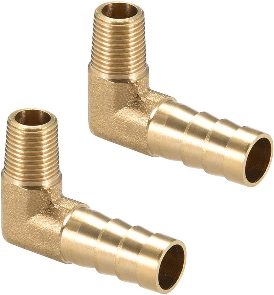 sourcing map 2 stuks. Messing Barb slang 90 graden ellebogen 6 mm steker x 1/8" G stekker pijp 1/8 G Male x 10mm Barb