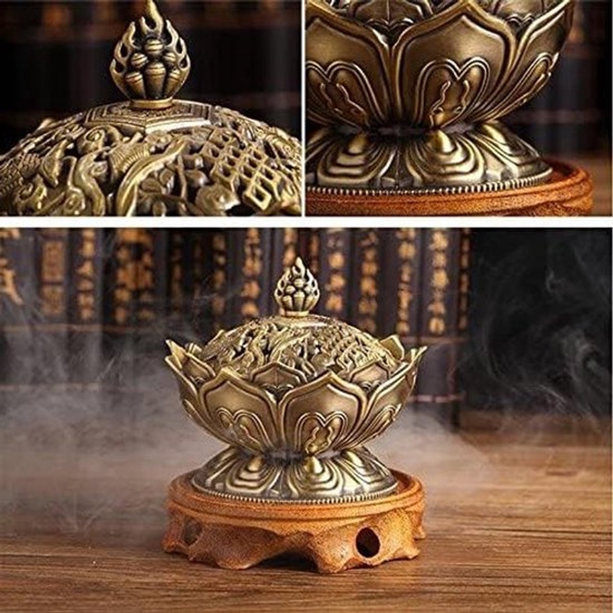 Koperen wierookbrander voor thuisdecoratie, geschikt voor boeddhistische meditatie en ontspanning
