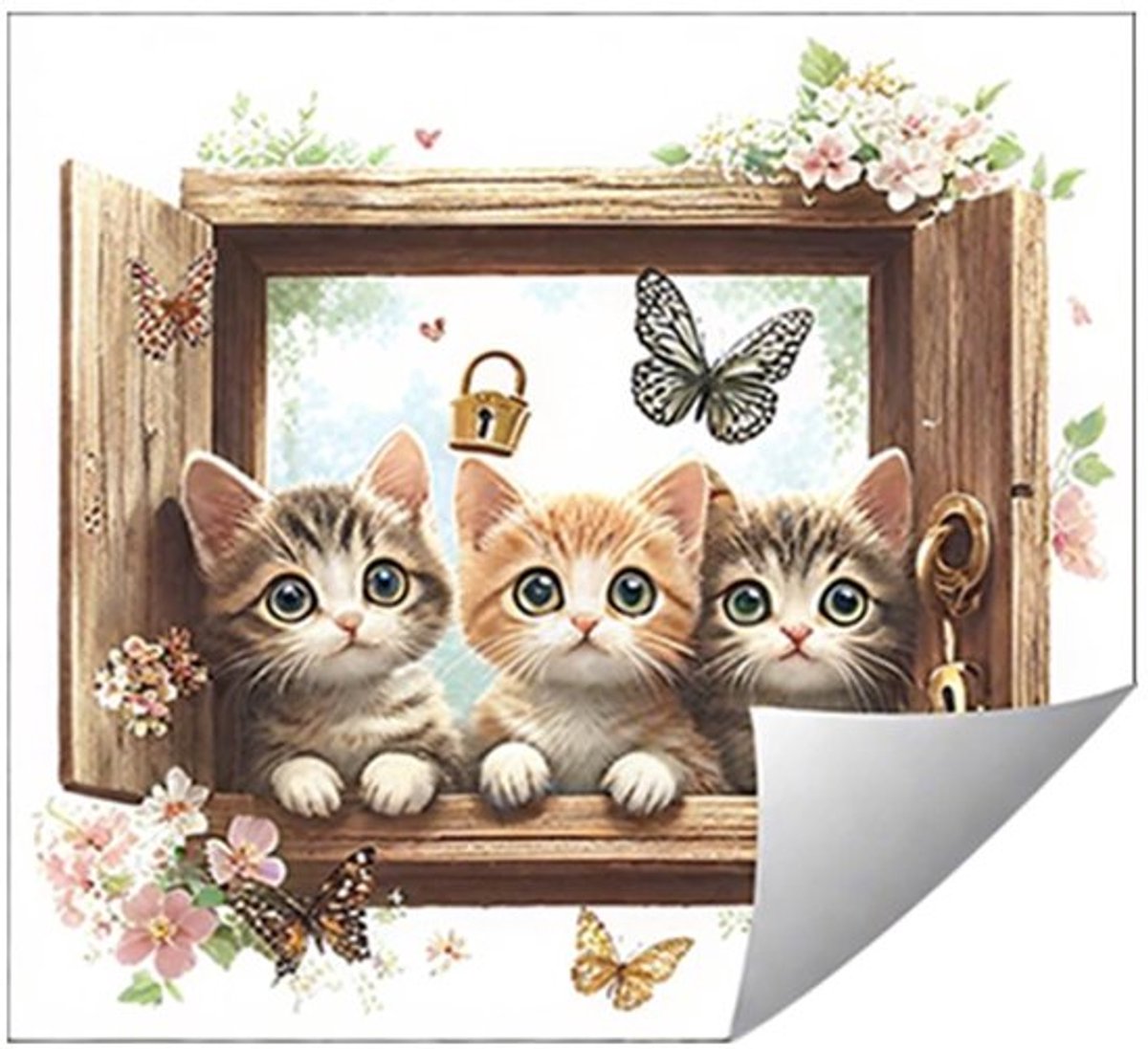 Muursticker Kattenpatroon - Wanddecoratie Kinderkamer - Wanddecoratie Woonkamer - Waterdicht - Duurzaam PVC - Zelfklevend