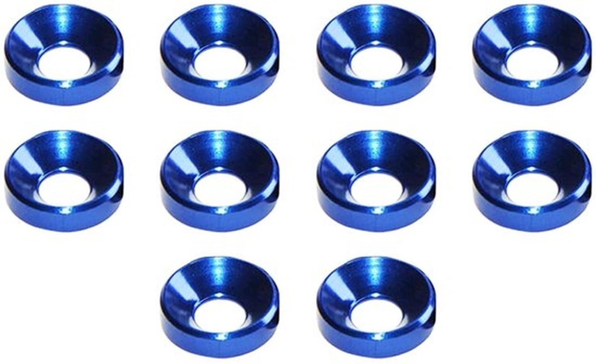 10 Stuks M4 Geanodiseerde Aluminium Countersunk Wasmachines voor Motorruimte en Bumperonderdelen (Blauw)