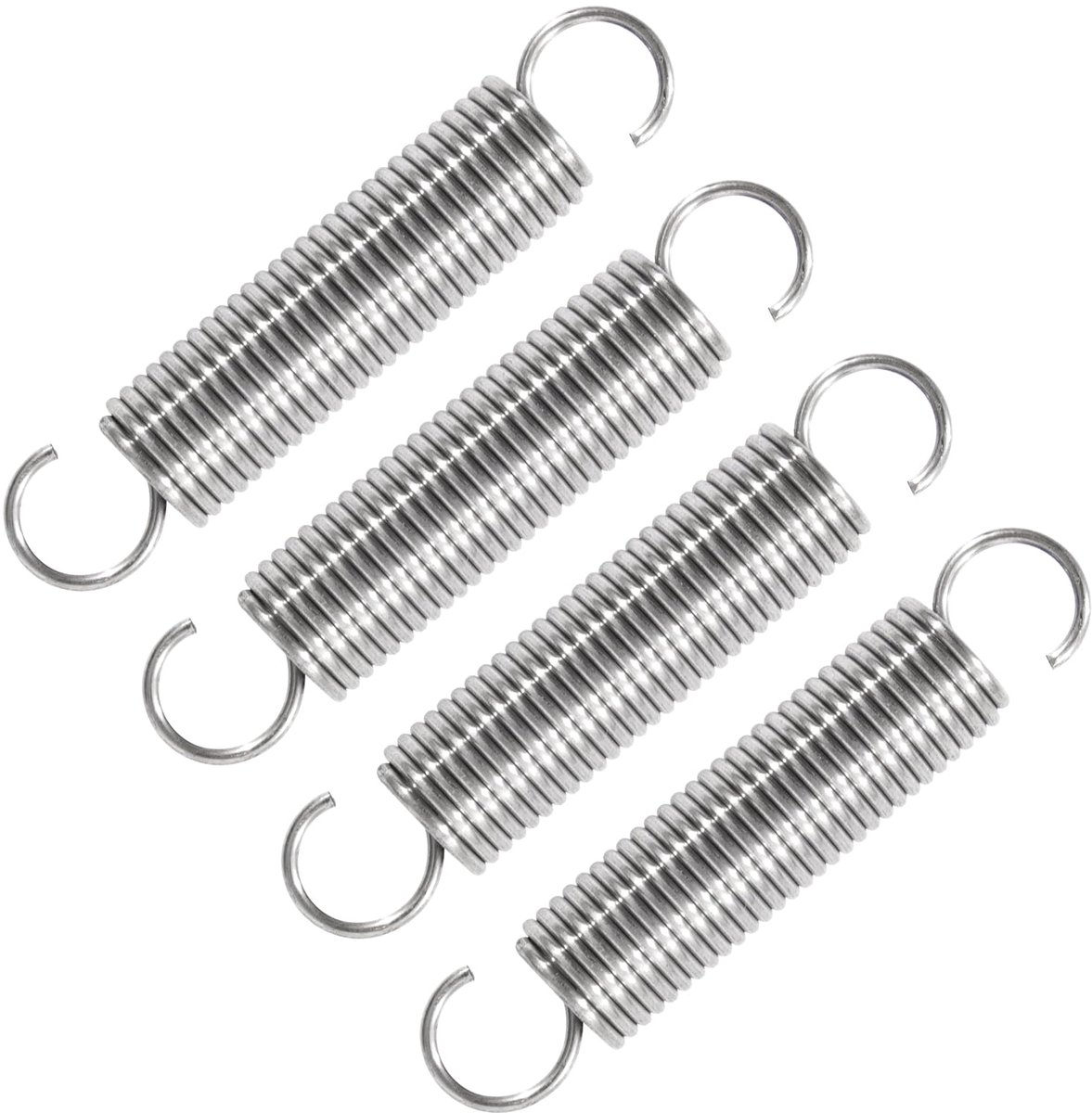 50 mm trekveer dubbele haak roestvrij staal draaddiameter 1,1 mm buitendiameter 10 mm trein 2,37 kg 4 stuks