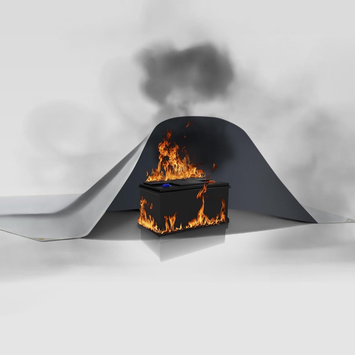 Brandwerende lithiumbatterijafdekking, 101,6 x 101,6 cm, snelste en eenvoudigste manier om kleine branden te isoleren en te blussen, brandblusdeken voor e-scooter en e-bike, grijs