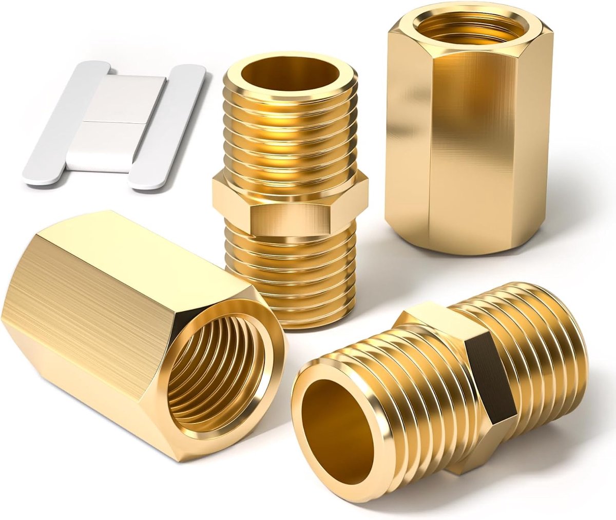 4 Stuks 1/2 "Tot 1/2" Vrouwelijke & Mannelijke BSP Draad Messing Hex Tepel & Hex Koppeling Connector Voor Pijp Aansluiten Conversie