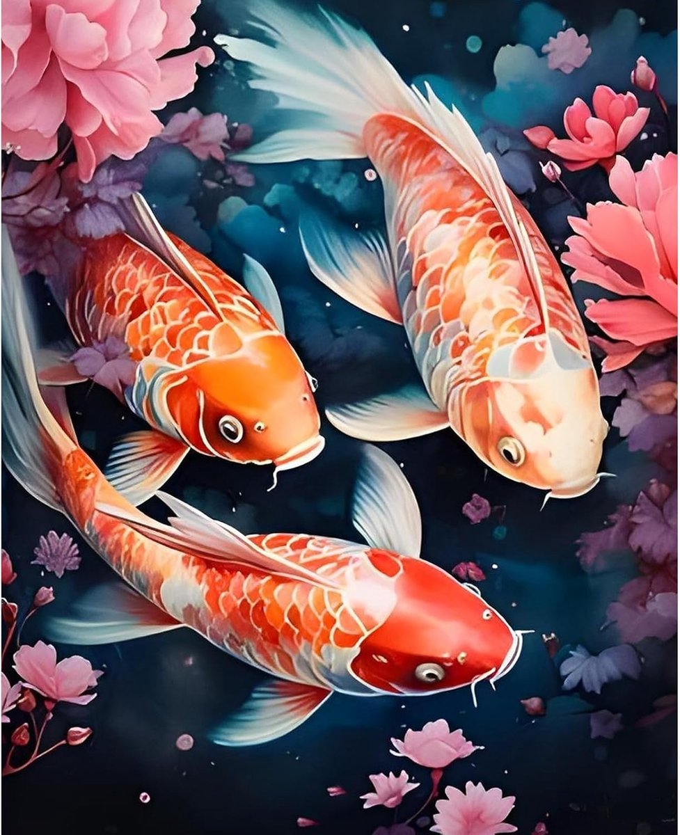 Vis Diamond Painting Kit Voor Volwassenen - DIY Volledige Boor 5D Dieren Art Kit, Bloemen Painitng Voor Ontspanning en Woondecoratie 30x40cm