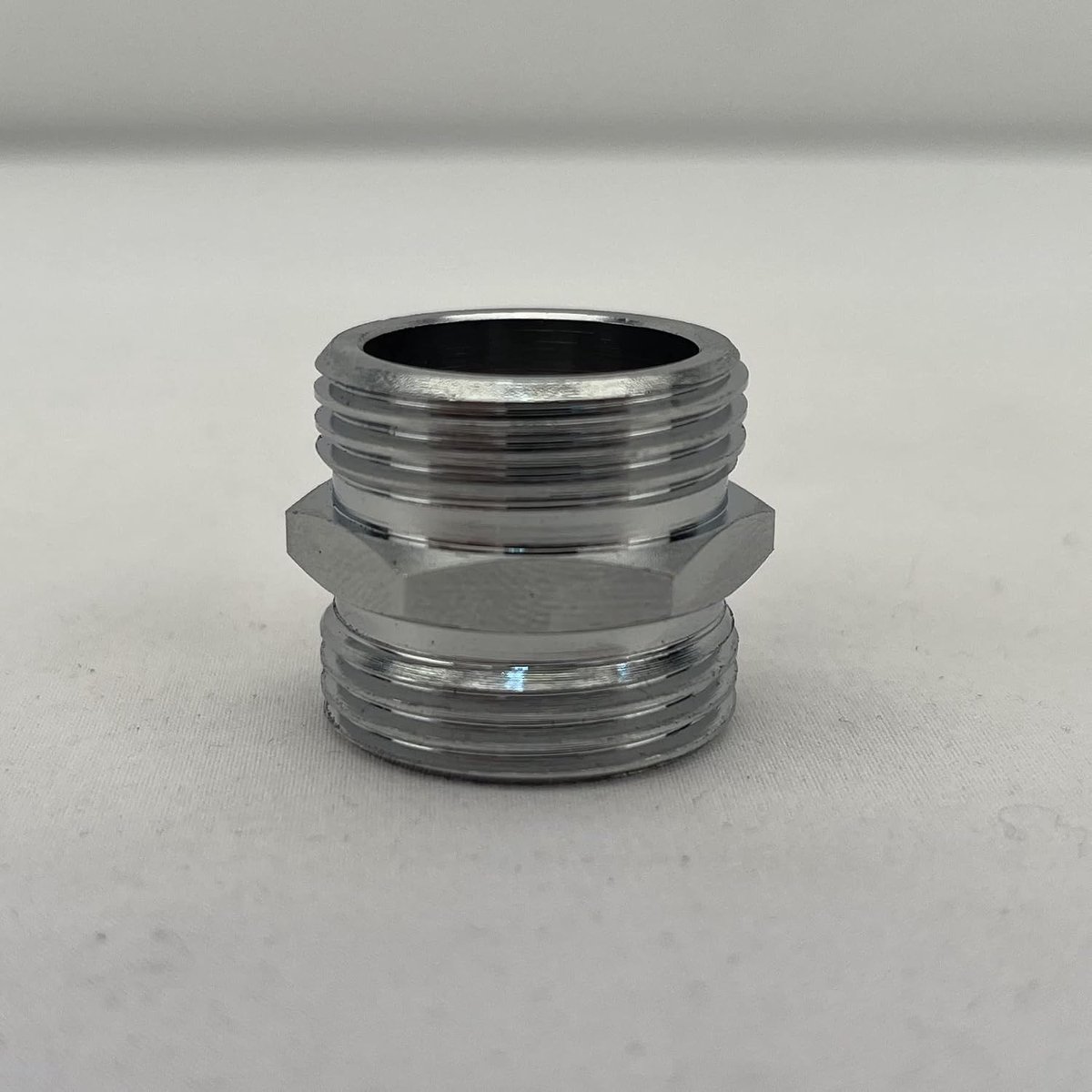 2134913 dubbele nippel, messing, buitenschroefdraad, 20 x 27, chroom