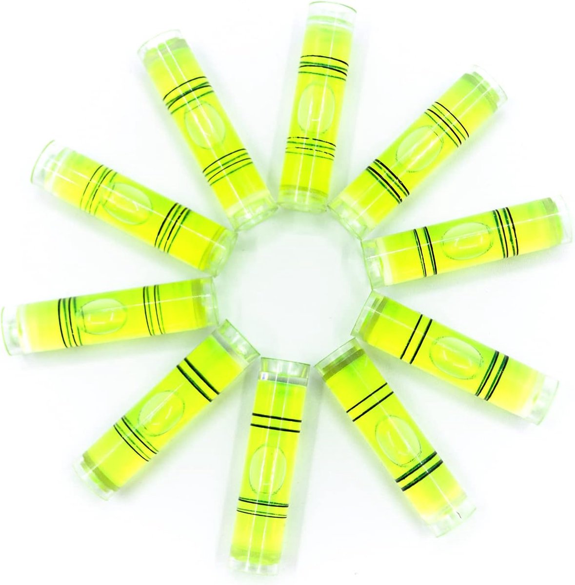 Waterpas Bellenwaterpas, 10 Stuks Mini Kunststof Cilindrisch Kleine Waterpas, Mini-hellingsmeter met Hoge Precisie (9x40mm)