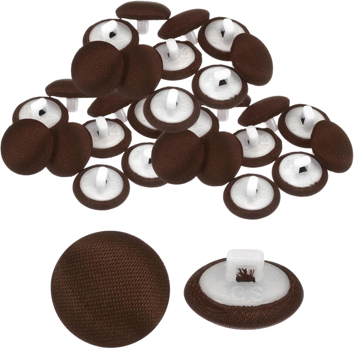 Knopen, 30 stuks, 12,5 mm (12,5 mm), ronde knopen met gladde schacht van stof voor bruidsjurken, blouses, jurken om te knutselen, bruin