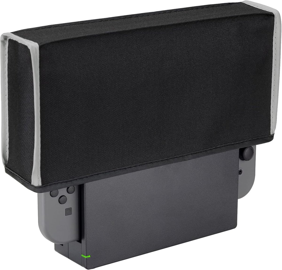 Nylon Stofbeschermer Cover voor Nintendo Switch & Switch OLED, Beschermhoes voor Switch,Anti-kras Waterdichte Stofkap Hoes voor Switch OLED-Zwart&Licht Grijs Trim