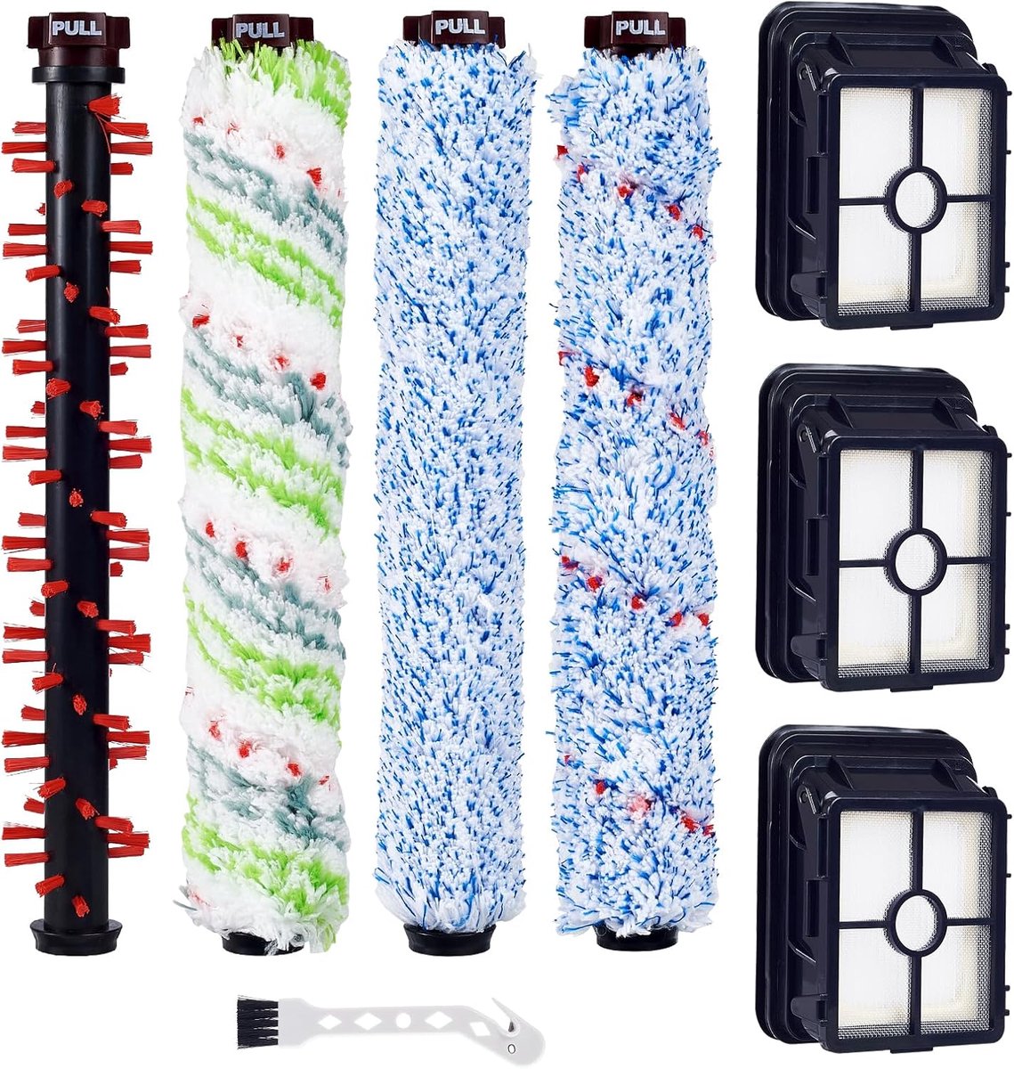 Borstelrol, filteraccessoires, compatibel met Bissell Crosswave 3-in-1,1 multifunctionele borstel + 1 tapijtborstel + 1 rolborstel voor huisdieren + 1 vloerborstel + 3 filters voor Bissell 17132