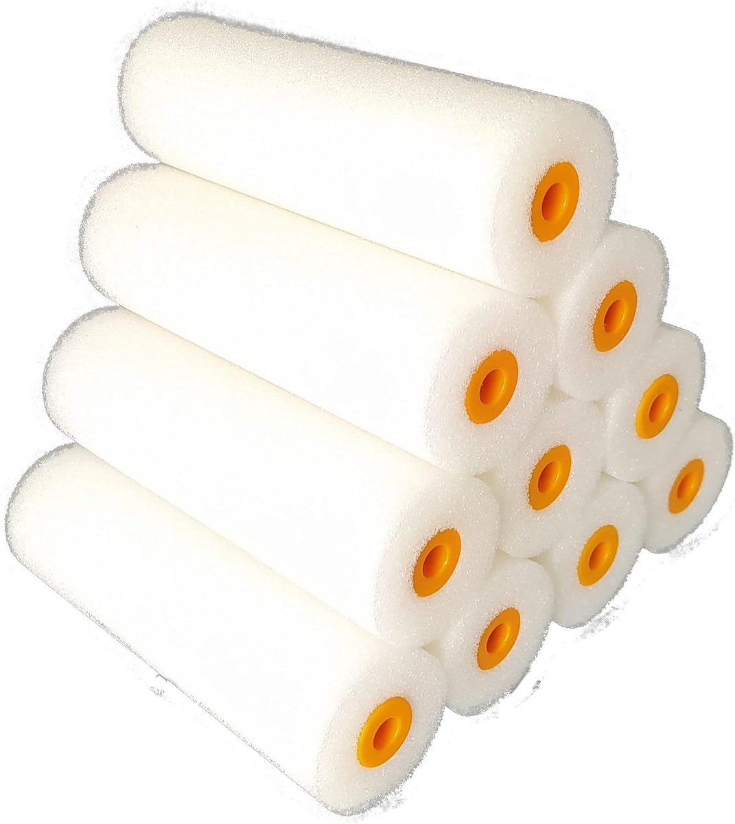 reserveroller, 11 cm, recht, mini-rollen voor lak op waterbasis en oplosmiddel, schuimvervanging, polyester, hoge dichtheid, 10 stuks