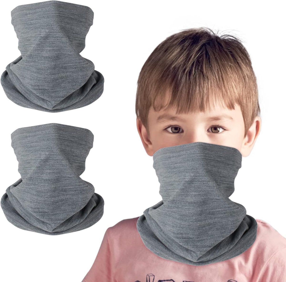 2 stuks colsjaal voor kinderen, fleece colsjaal, halswarmer, halswarmer, halsdoek, winddicht, skimasker, warm, voor outdoor, skiën, fietsen