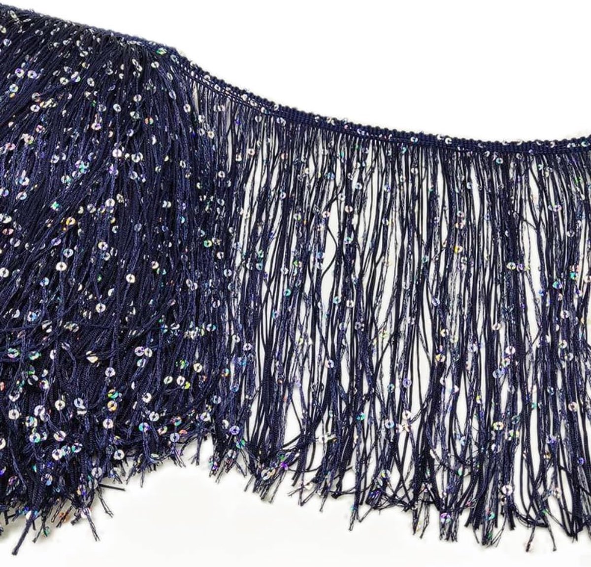 1 meter lang, 20 cm breed, franjes, gesneden franjes, snijfranjes, decoratieband, dansfranjes, naai-accessoires voor kleding, doe-het-zelf naaien, gordijnen, tafelloper, decoratie, marineblauw