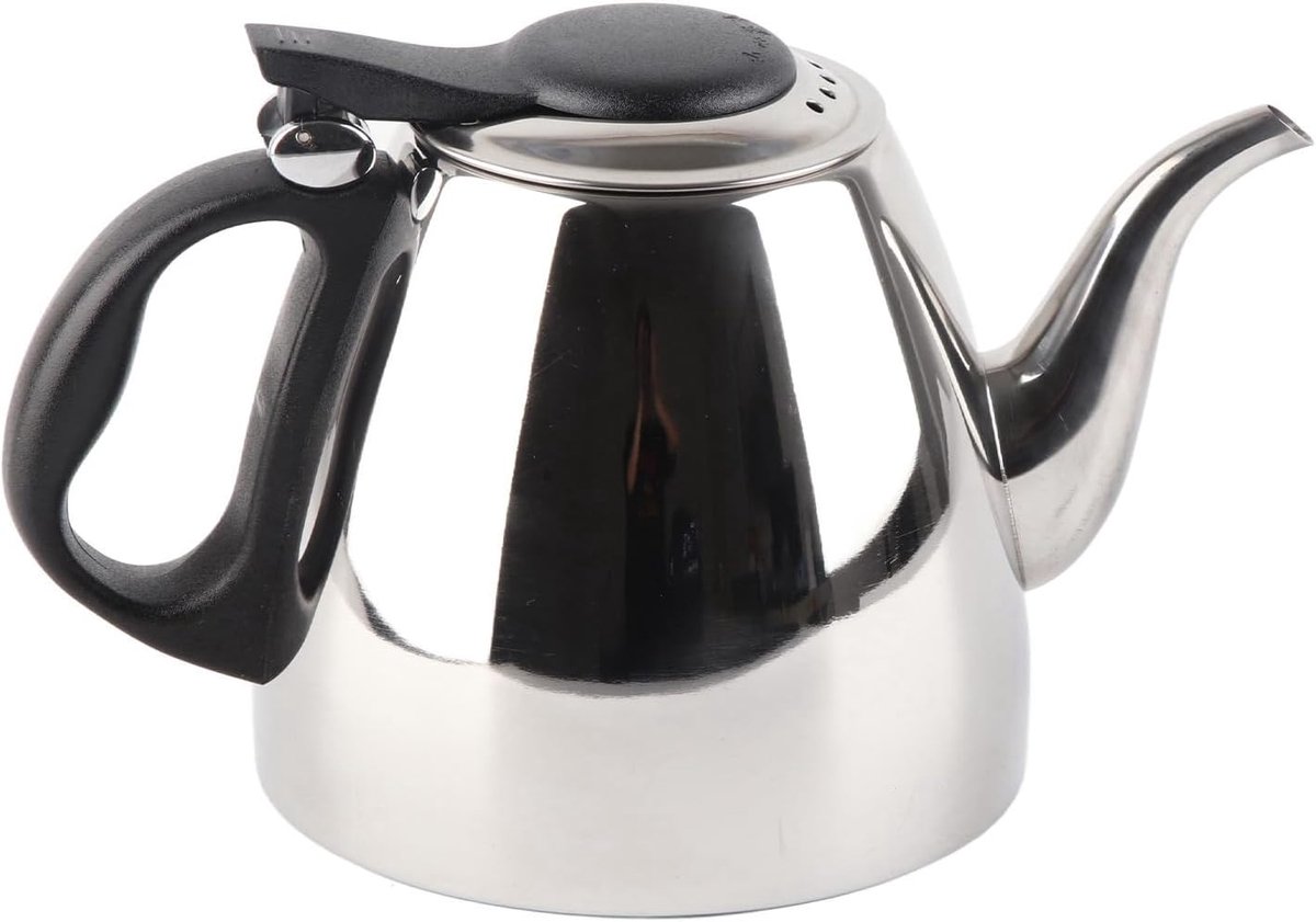 theepot van roestvrij staal met hittebestendige handgreep voor kokend water voor thuiskantoor, thee, koffie (1,2 l)