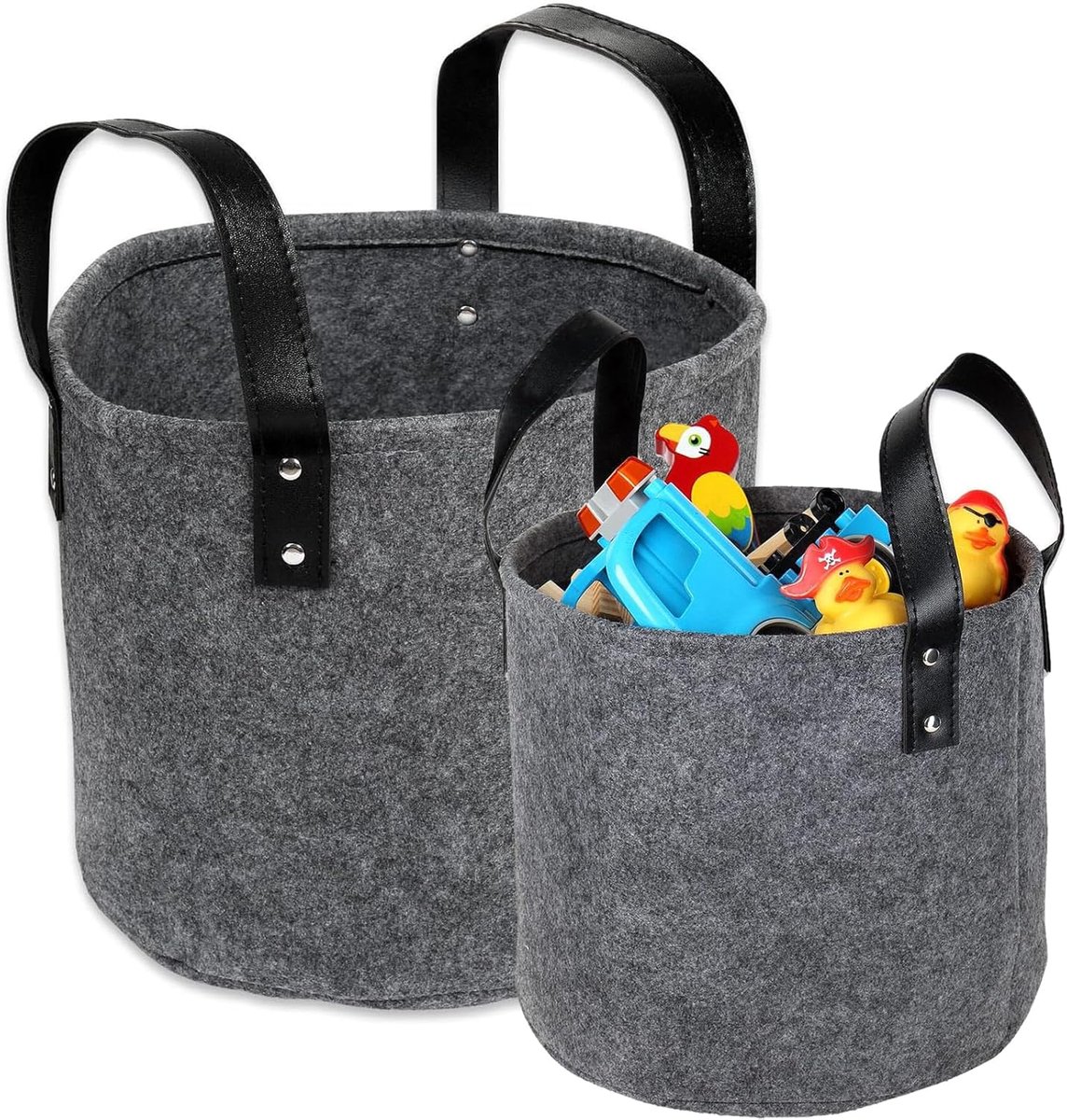 2 stuks vilten opbergemmers, grote vilten mand, emmer voor kleding van vilt, 2 specificaties, voor vuile kleding, rommelige voorwerpen, speelgoed voor kinderen