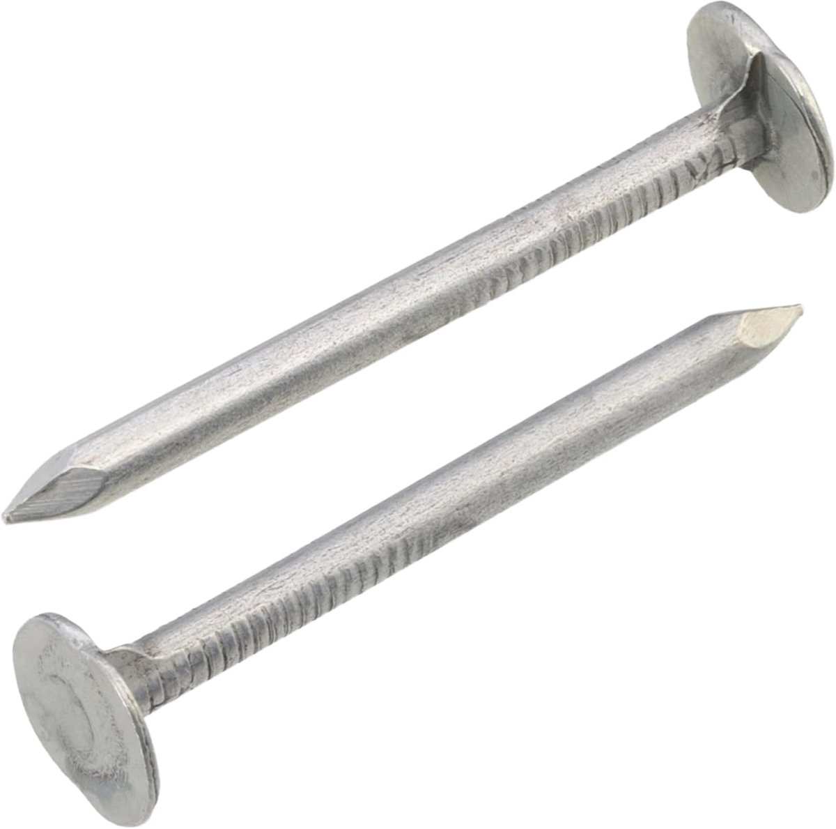 - C70840 - set met 300 grote platte kopspijkers Ø 3 x 40 mm - kopdiameter Ø10 mm - van staal - zilverkleur - nagels, dakkarton, dakpannen, bitumen, bekleding, kamerwerk, dakbedekking