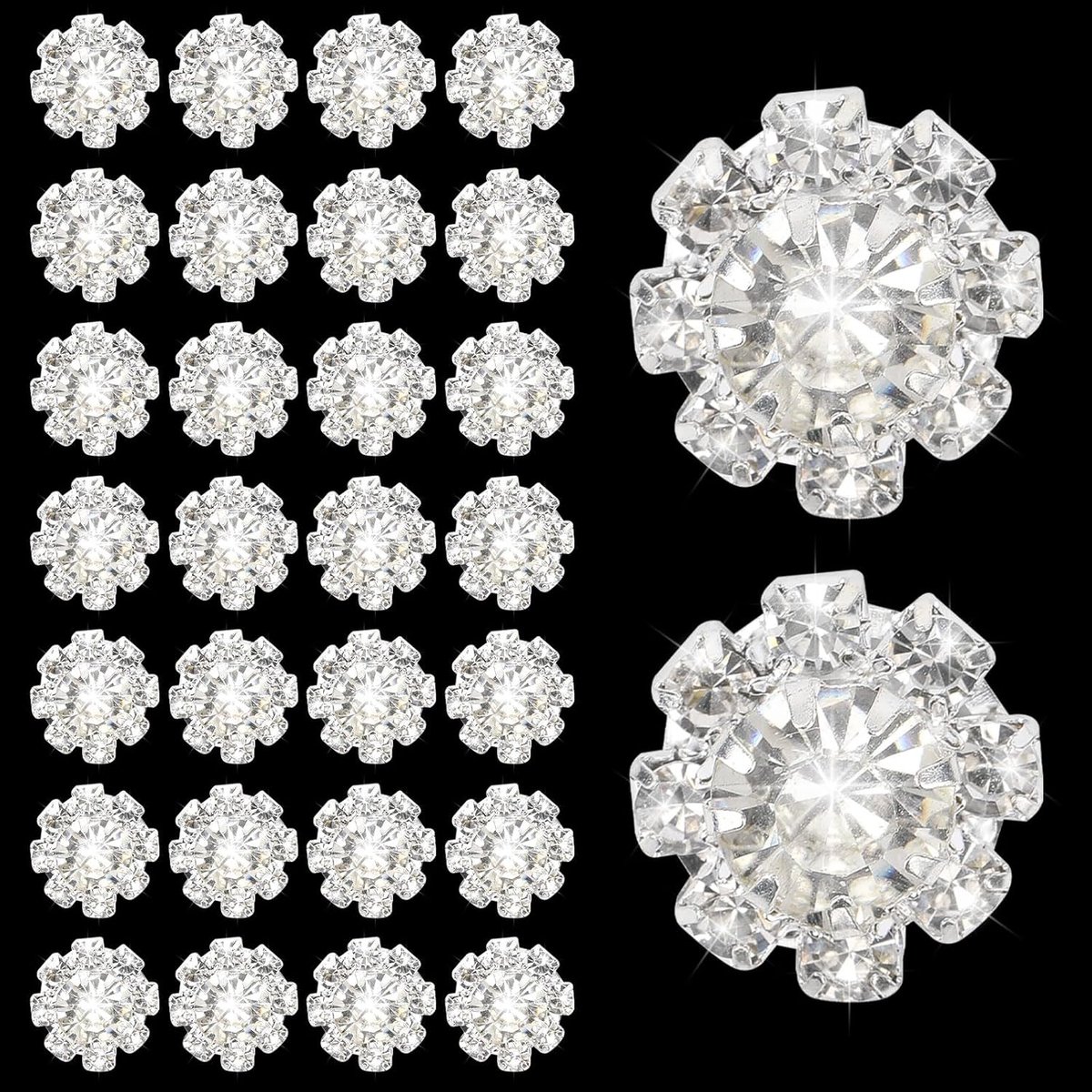 Knopen, Platte Bruiloft Bruidsaccessoires Zilveren Bloem Broche Decoratie voor Sieraden Maken Ambachten DIY