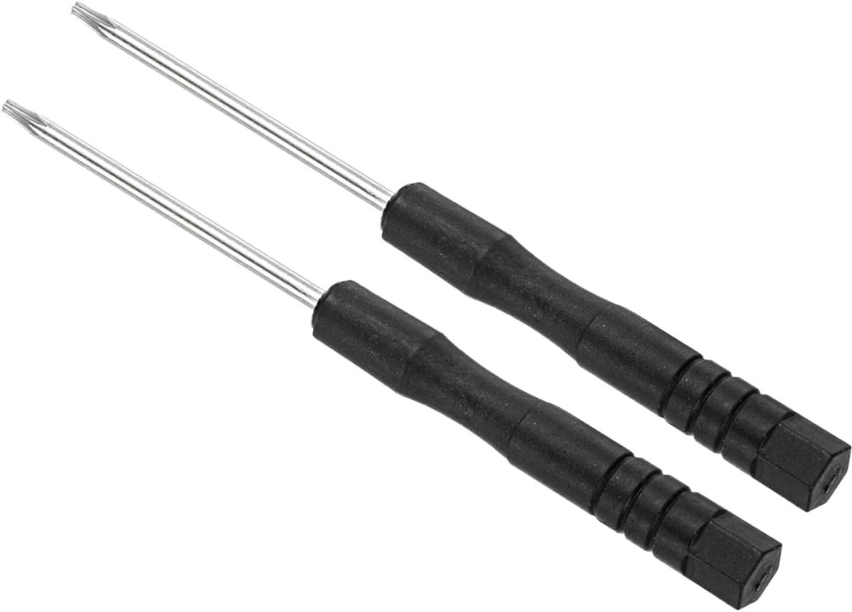 Torx schroevendraaier, T6 formaat 80 mm lengte, koolstofstaal kleine 6-punts schroevendraaiers met anti-slip handvat - (Toepassingen: voor bril, horloge of laptop), 2-delig