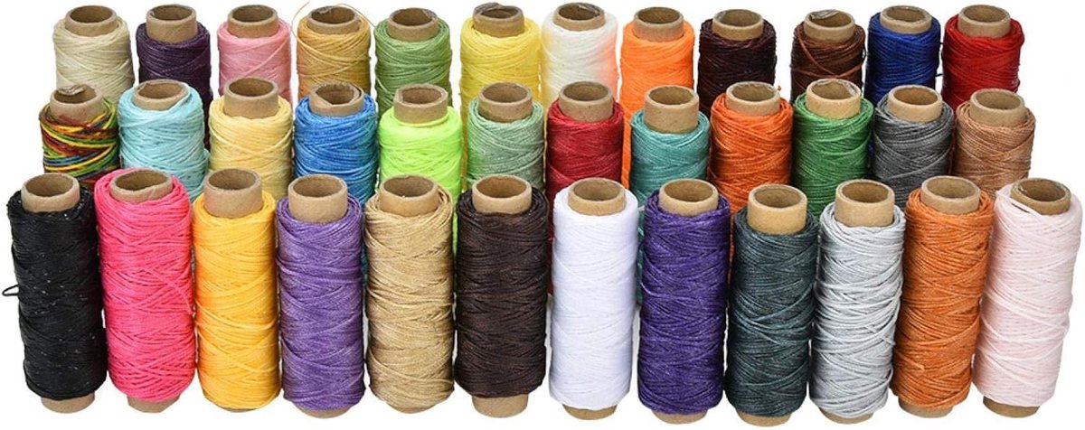 36 kleuren van leer, gewaxt koord, gewaxt lederen draad, 150D, voor leren handwerk, knutselen, naaien, handwerk, 50 meter/rol