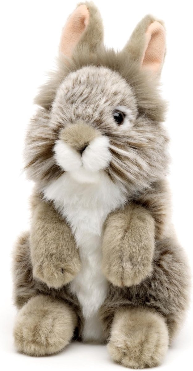 - Angorakonijntje grijs, staand - 18 cm (hoogte) - pluche haas, konijn - pluche dier, knuffeldier