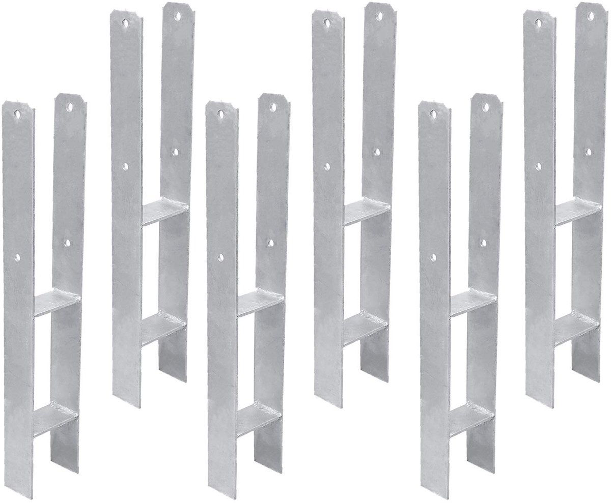 H-anker, 10 stuks zwaar H-paaldragers, stabiele diepte 81mm, materiaaldikte 4,75mm, paalanker 600x60mm, paal zilver wit