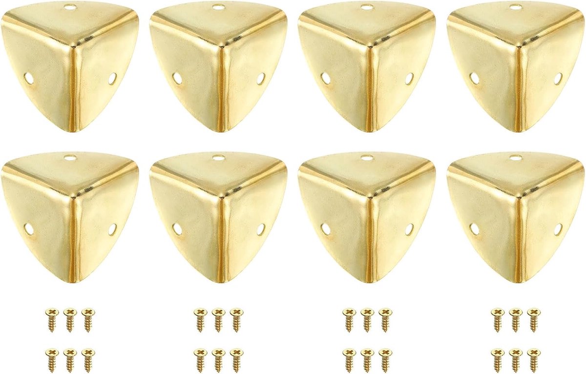 Decoratieve hoekbescherming, 8 stuks, 40 mm, metalen randbescherming, randbescherming voor meubels met schroeven, goud