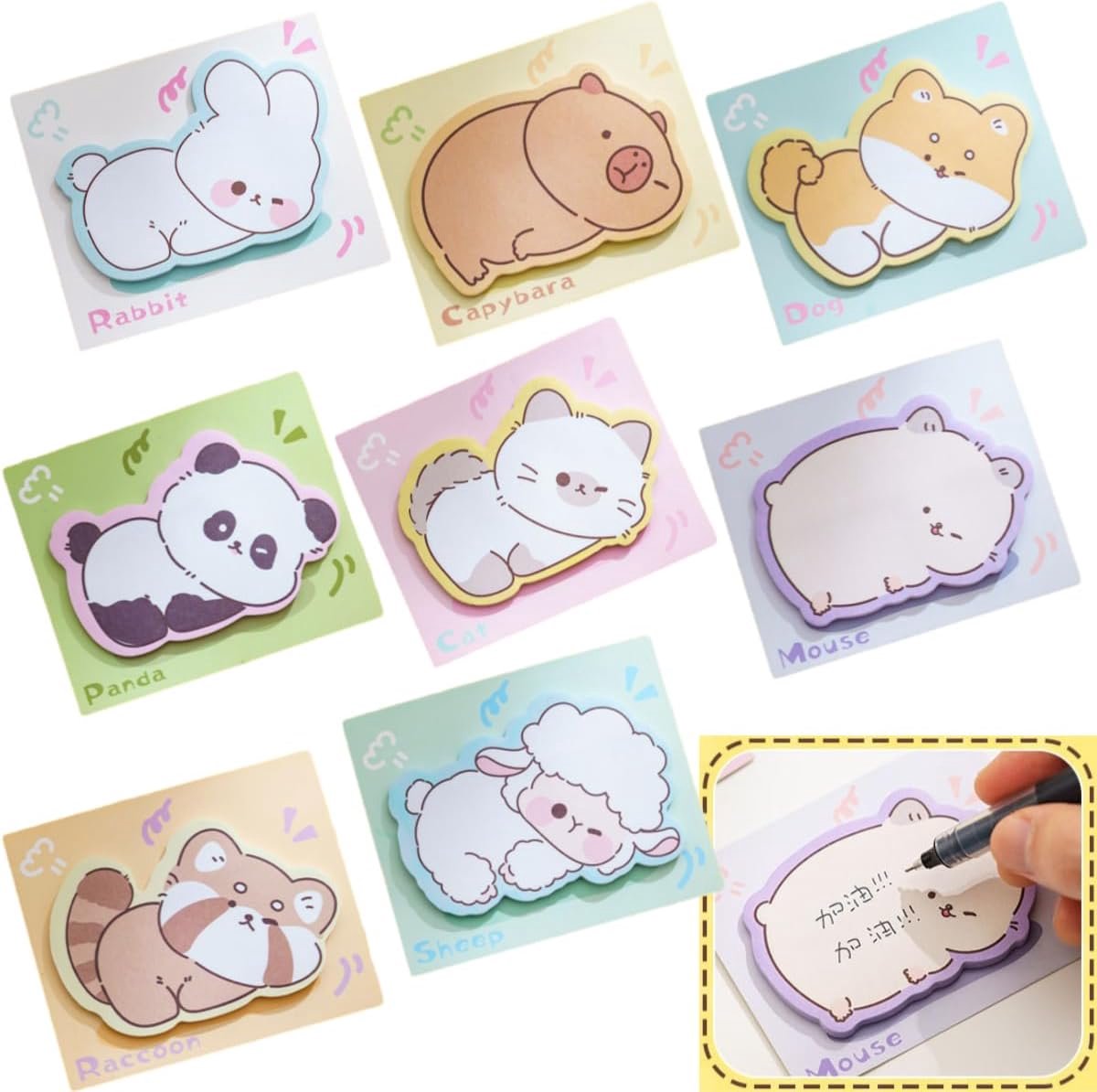 Zelfklevende plakbriefjes, mini sticky notes voor kantoor en school, kleine geschenken, cadeautje, scholieren, verjaardag, grappige post-its, pastelnotities