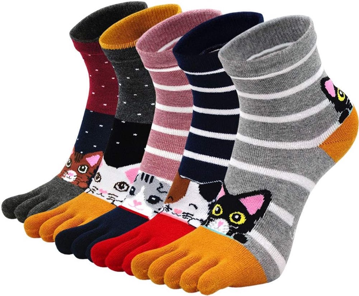 Sokken Dames Fantasie Kleuren Leuke Sokken, Vrolijke Gekleurde Sokken Dames Kerst Sokken met Dieren Motief, 5 paar