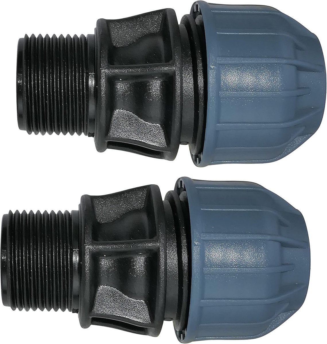 - C51924 - Set van 2 mof/adapter met schroefdraad - Rechte compressiereductie - 3/4" buitendraadaansluiting - voor Ø20mm waterleiding - polypropyleen - connector/reparateur
