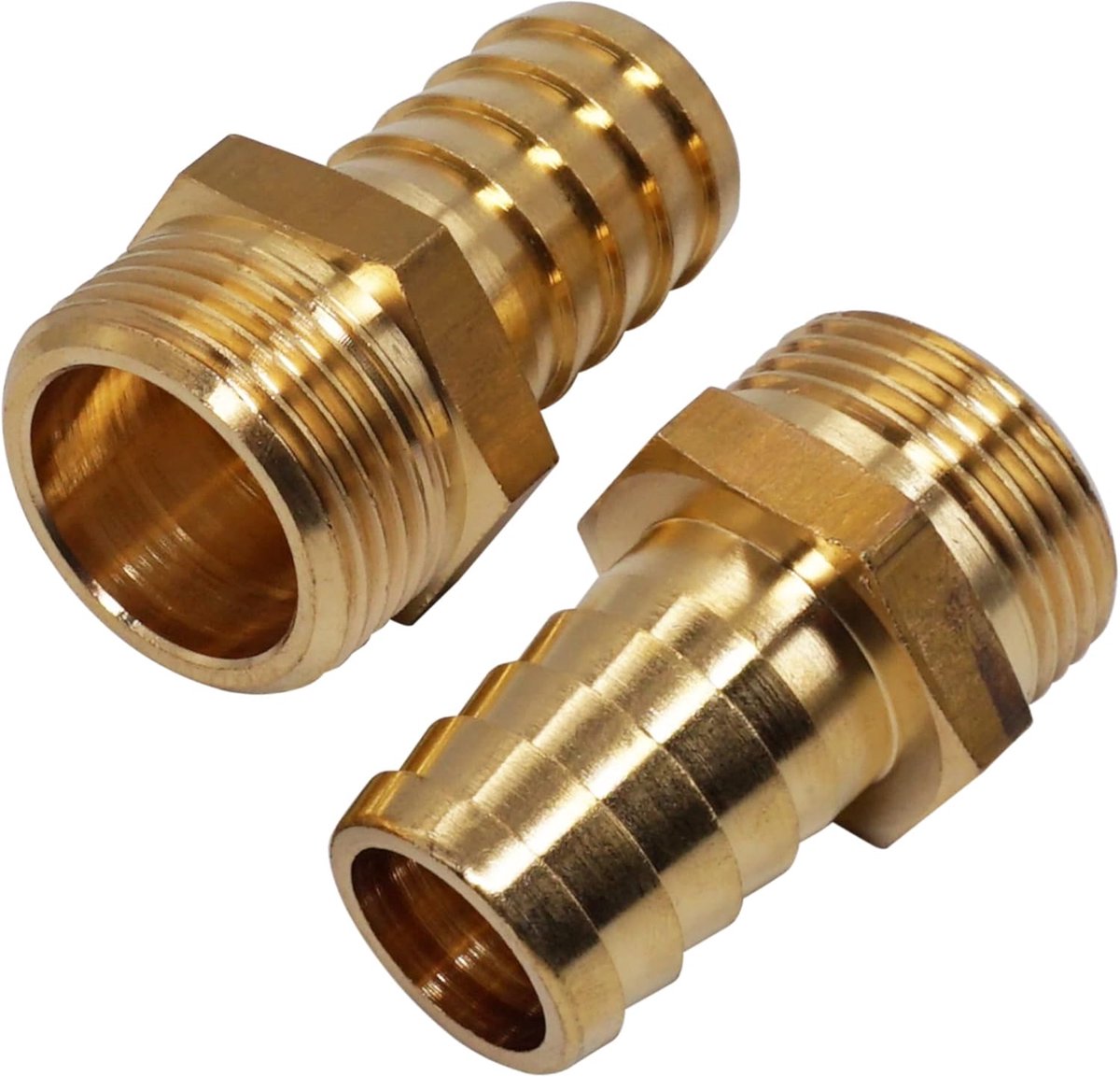2 stuks mannelijke schroefdraad weerhaak messing fitting 3/4" x 20 mm, slang prikkeldraad adapter, slangstaart connector, BSP schroefdraad