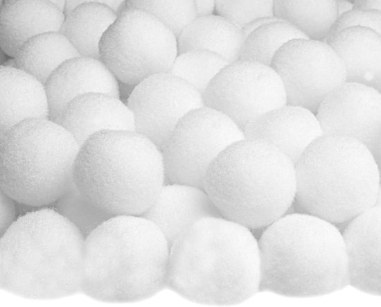 C60457 - 100 pompons Ø 20 mm - kleur wit - van textiel - slingers om zelf vorm te geven voor hobby-korte decoratie naaien kleding borduurwerk — afbeelding 3