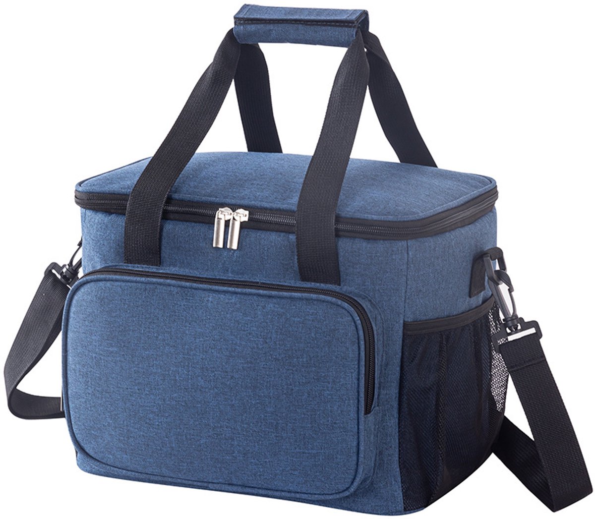 Draagbare geïsoleerde koeltas – unisex geïsoleerde opvouwbare lunchtas – waterdichte geïsoleerde schoudertas, geschikt voor eten, bier, werk, strand en reizen – donkerblauw, 15 liter