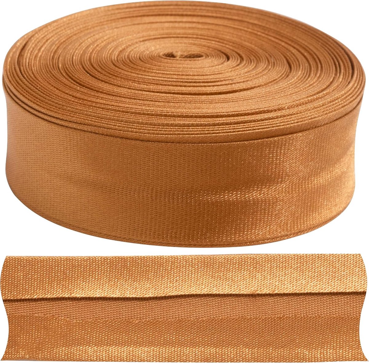 Biaisband, gevouwen, 9 meter x 18 mm - van polyester - kleur donkergoud