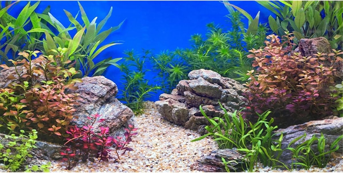 76x46cm Aquatische Planten Vis Tank Achtergrond Stenen Rivierbodem & Meer Aquarium Achtergrond Vinyl