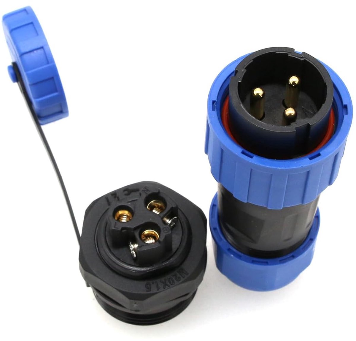 TY20 3-pins Mannelijk Vrouwelijk Connector Schroefklem Aviation Waterdicht Quick-Disconnect Paneelmontage voor Vermogen Outdoor Apparaat 25A 12awg Draad, Paneelmontage