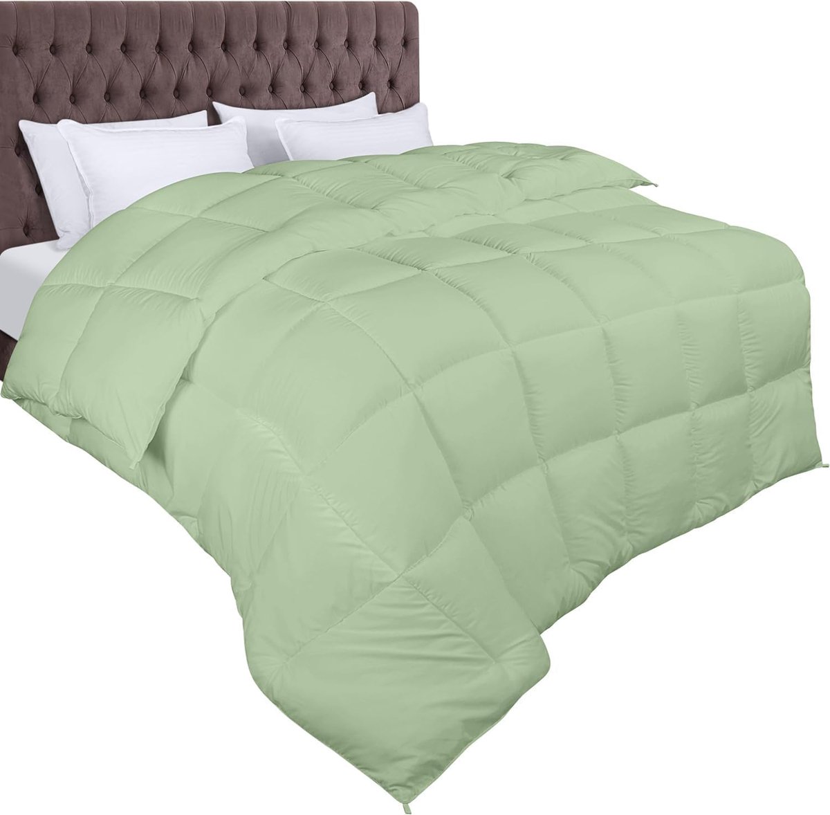 Bedding Dekbed 220x240 cm, 370 GSM Microvezel Dekbed met hoeklabels - Donzen Alternatief Dekbed (Saliegroen)