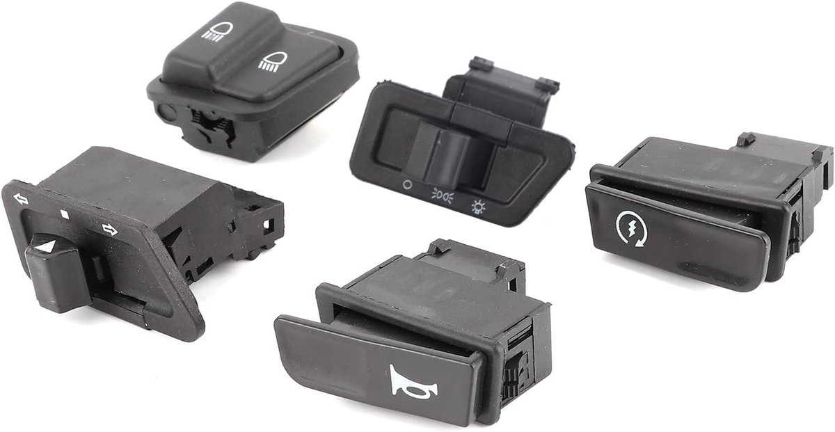 Motorfiets Schakelaar Knop Kit, 5 Stks Motorfiets Starter Hoge Dimlicht Koplamp Hoorn Richtingaanwijzers Knop Kit Fit voor GY6 125CC