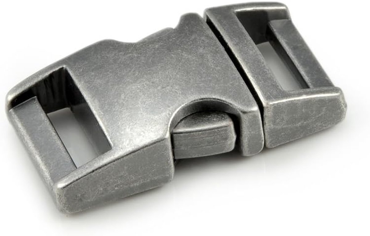 kliksluiting steekgesp van gelegeerd metaal, 3-delige set 5/8 inch, sleufmaat 15x5 mm, afmetingen 39x20x9 mm, 24 g, voor paracord armband sluiting, hondenhalsband, rugzakriem en gurtband, Stone
