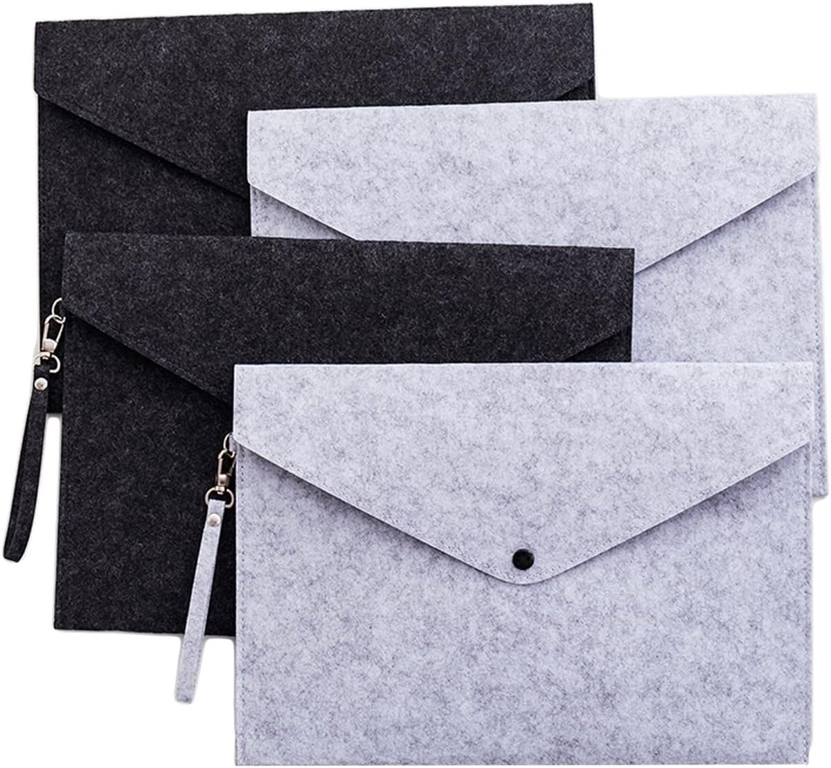 4 Stuks Vilt Enveloppe Document Case, Dossiermap Enveloppe, Vilt Uitbreiding Duurzaam Papier Brieftas, voor Office School Stationery Student (A4)