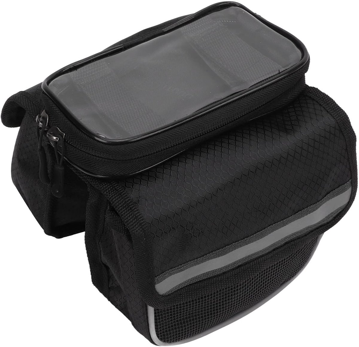 Fietstassen voor Het Frame, Fietstas voor Telefoonmontage Waterdichte Telefoontas, Nylon Fietstas met Grote Capaciteit Bovenbuis voor Fiets 3,5-4.8 Inch Mobiele Telefoons (Zwart)