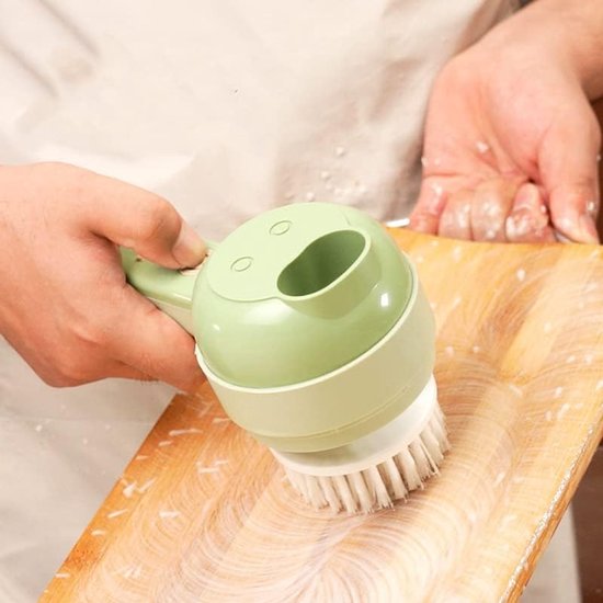 4-in-1 handmatige groentesnijderset, draadloos, knoflookslamstamper met borstel voor knoflook, peper, chili, uien, selderij, gember, vlees — afbeelding 4