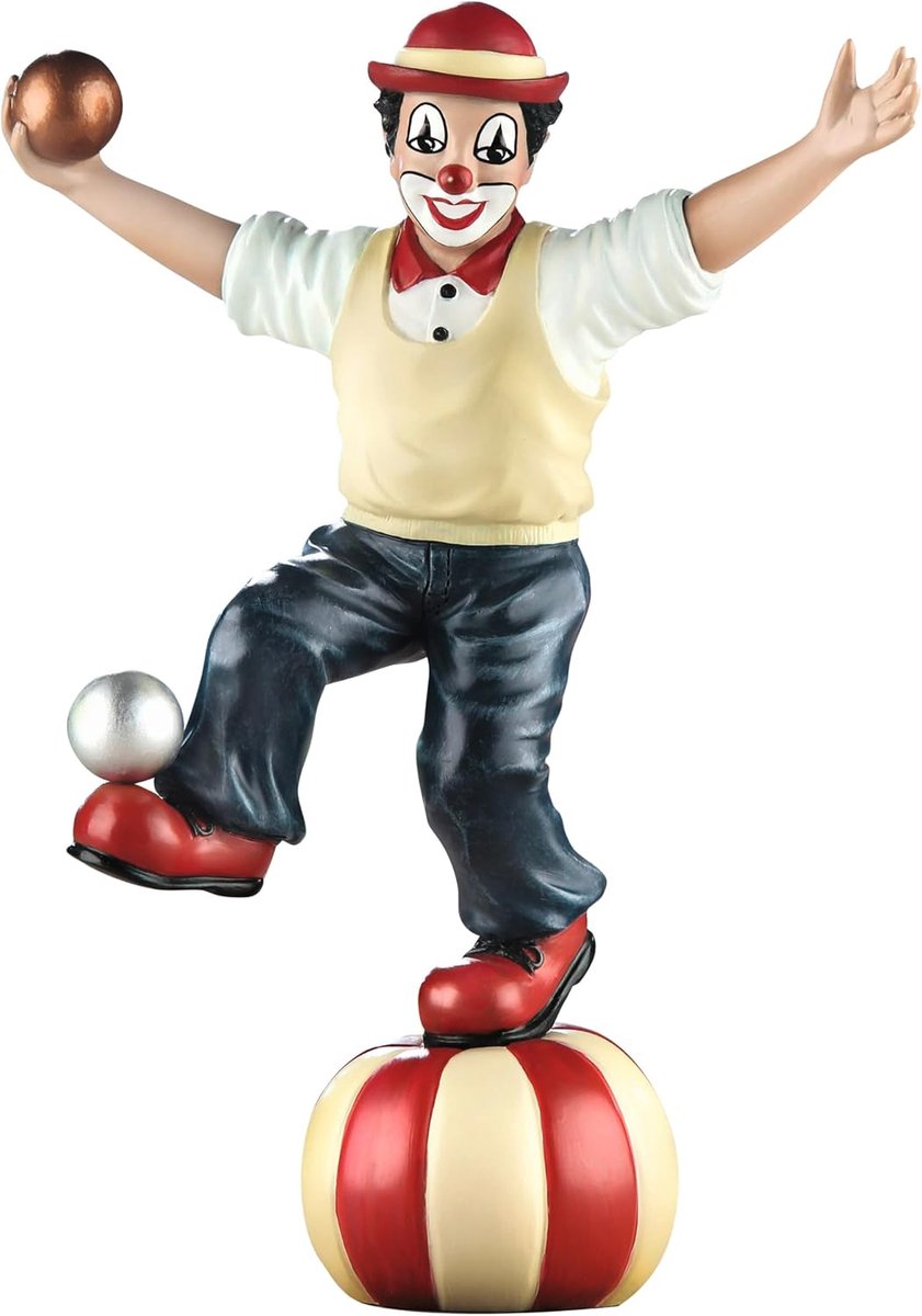 Clown de Akrobat - decoratief figuur en verzamelobject handgemaakt - decoratie woonkamer vitrine - meerkleurig hoogte 18 cm