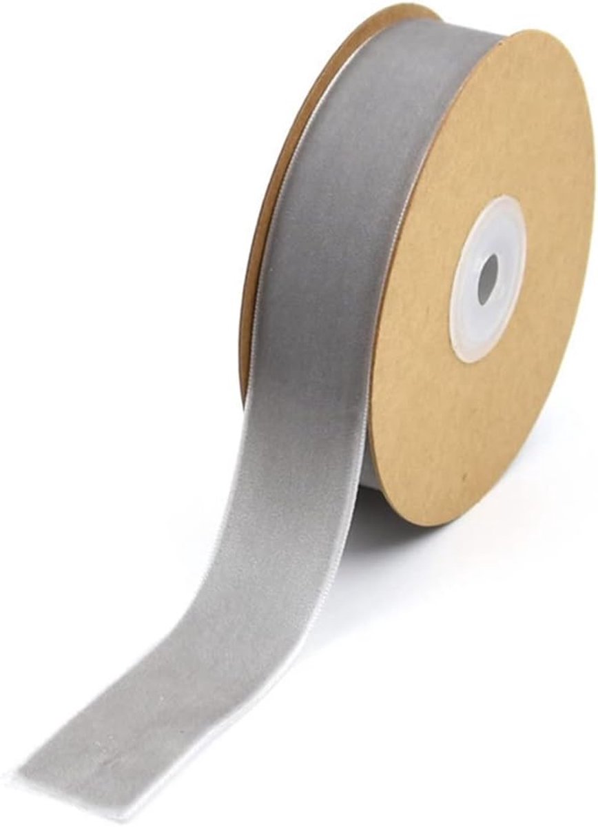 5 yard/rol, 25 mm breed, fluwelen lint, lint, sierband, voor haaraccessoires, kleding, geschenkdoos, decoraties, bloemenverpakking, grijs