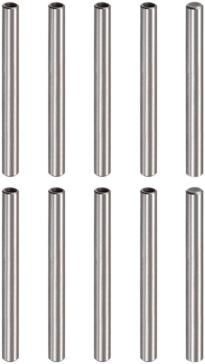 sourcing map 10 stuks M4 binnendraad plugpen 6x80mm afschuining plat koolstofstaal cilindrische pen bed boekenkast metalen apparaten industriële pennen
