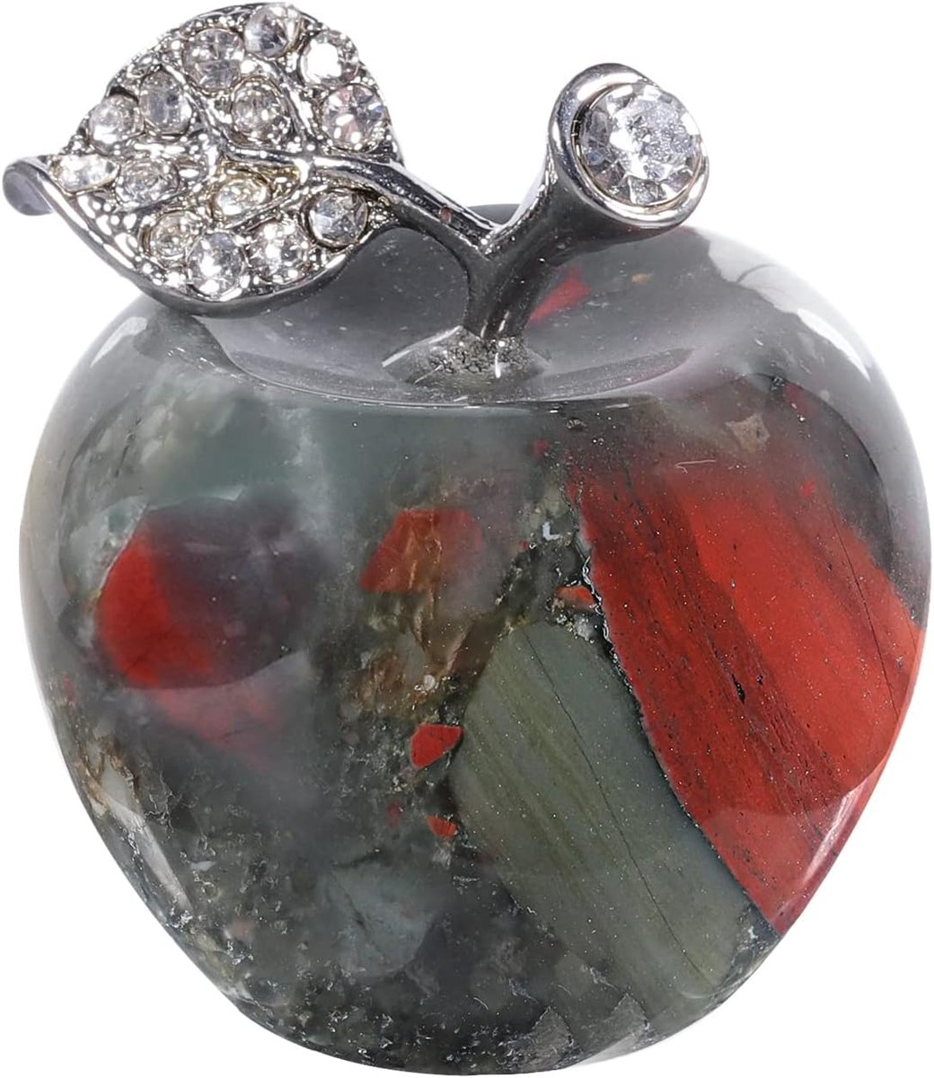 Afrikaanse bloedsteen appel beeldje, genezing kristal figuur sculptuur thuis ornament bruiloft decoratie 3 cm