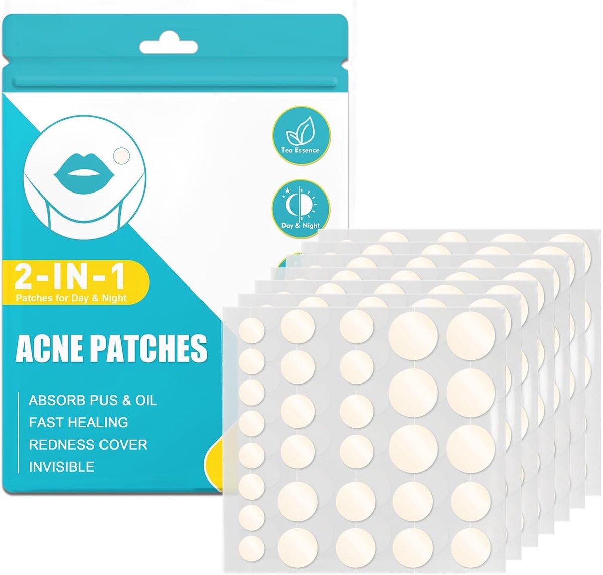 Patches Spot Patches Count Absorberende Cover Onzichtbare Onzichtbare Vlek Skin Treatment Gezichts Snelwerkende Skincare Acne Patch Voor Dag en Nacht Gebruik (264 pcs)