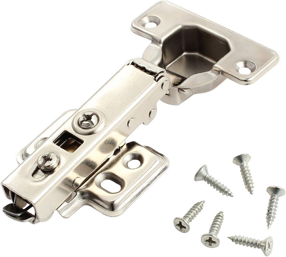 Scharnieren 110 Graden Staal Keukenkast Kast Deur Scharnier Slow Shut Clip-On (Volledige Overlay -8 stuks)